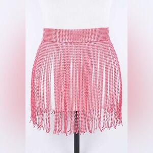Rhinestone Fringe Statement Skirt Belt
